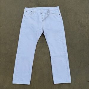 Levi's 501 Original Fit Button Fly White 100% Cotton Men's Jeans 38x30 Like New